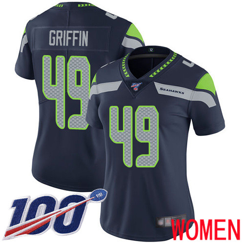 Seattle Seahawks Limited Navy Blue Women Shaquem Griffin Home Jersey NFL Football #49 100th Season Vapor Untouchable